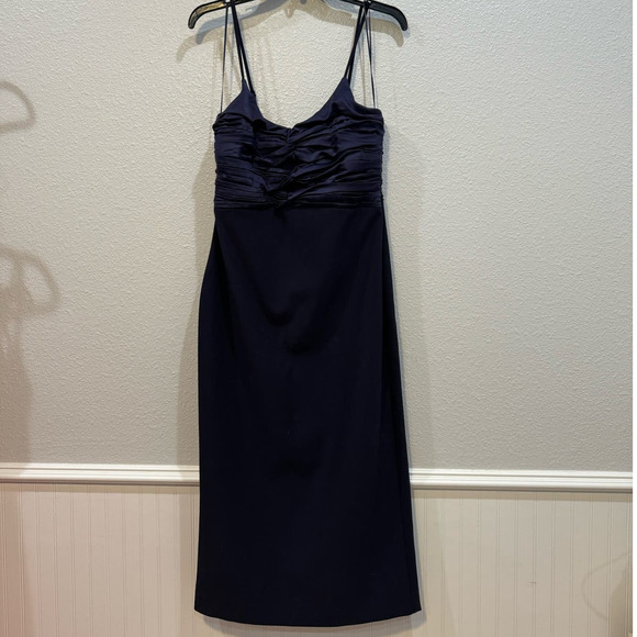 34. LIKELY NWOT $298 Navy Cocktail Dress Front Knot Bodice - Picture 2 of 6